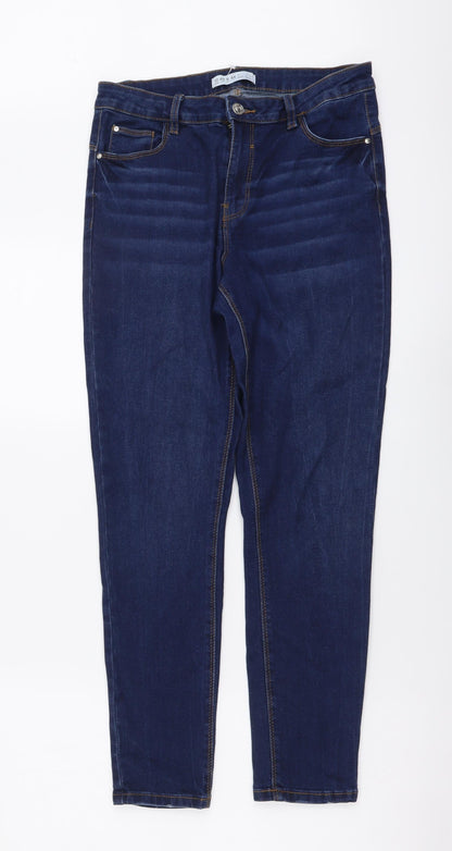 Denim & Co. Womens Blue Cotton Skinny Jeans Size 12 L27 in Regular Button