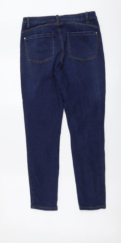 Denim & Co. Womens Blue Cotton Skinny Jeans Size 12 L27 in Regular Button