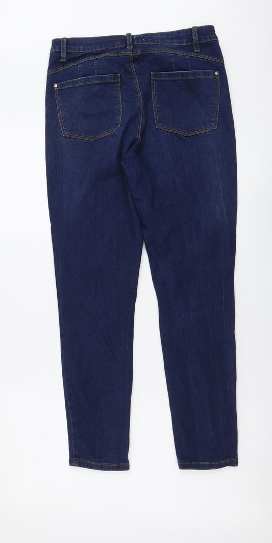 Denim & Co. Womens Blue Cotton Skinny Jeans Size 12 L27 in Regular Button