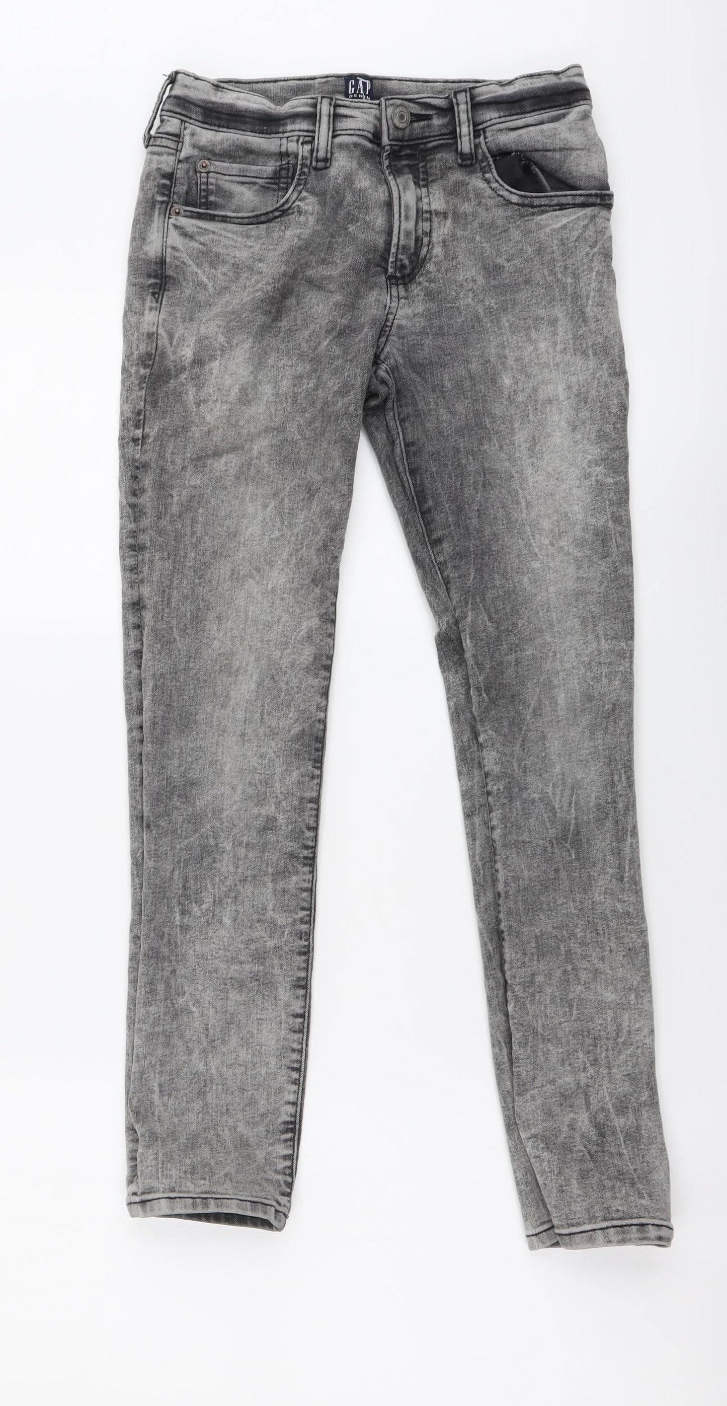 Gap Girls Grey Cotton Skinny Jeans Size 10-11 Years Regular Button