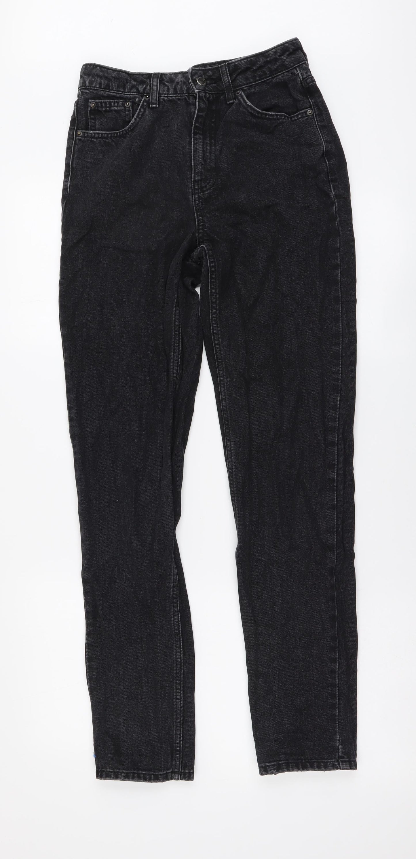 Topshop Womens Black Cotton Mom Jeans Size 26 in L34 in Regular Button