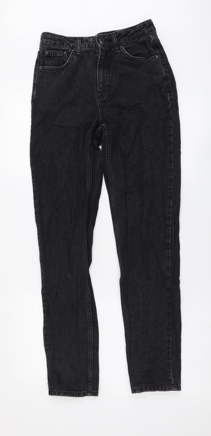 Topshop Womens Black Cotton Mom Jeans Size 26 in L34 in Regular Button