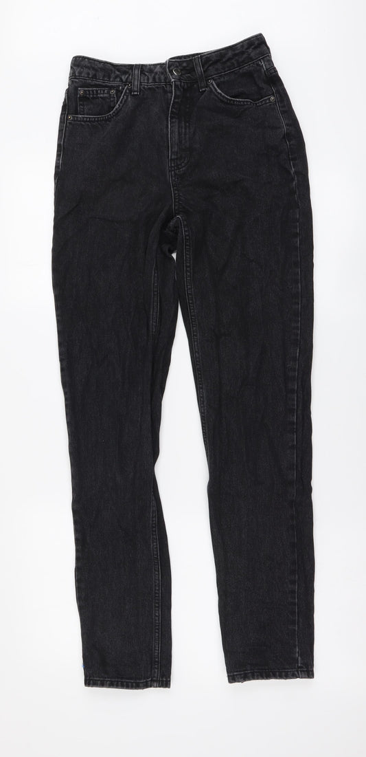 Topshop Womens Black Cotton Mom Jeans Size 26 in L34 in Regular Button