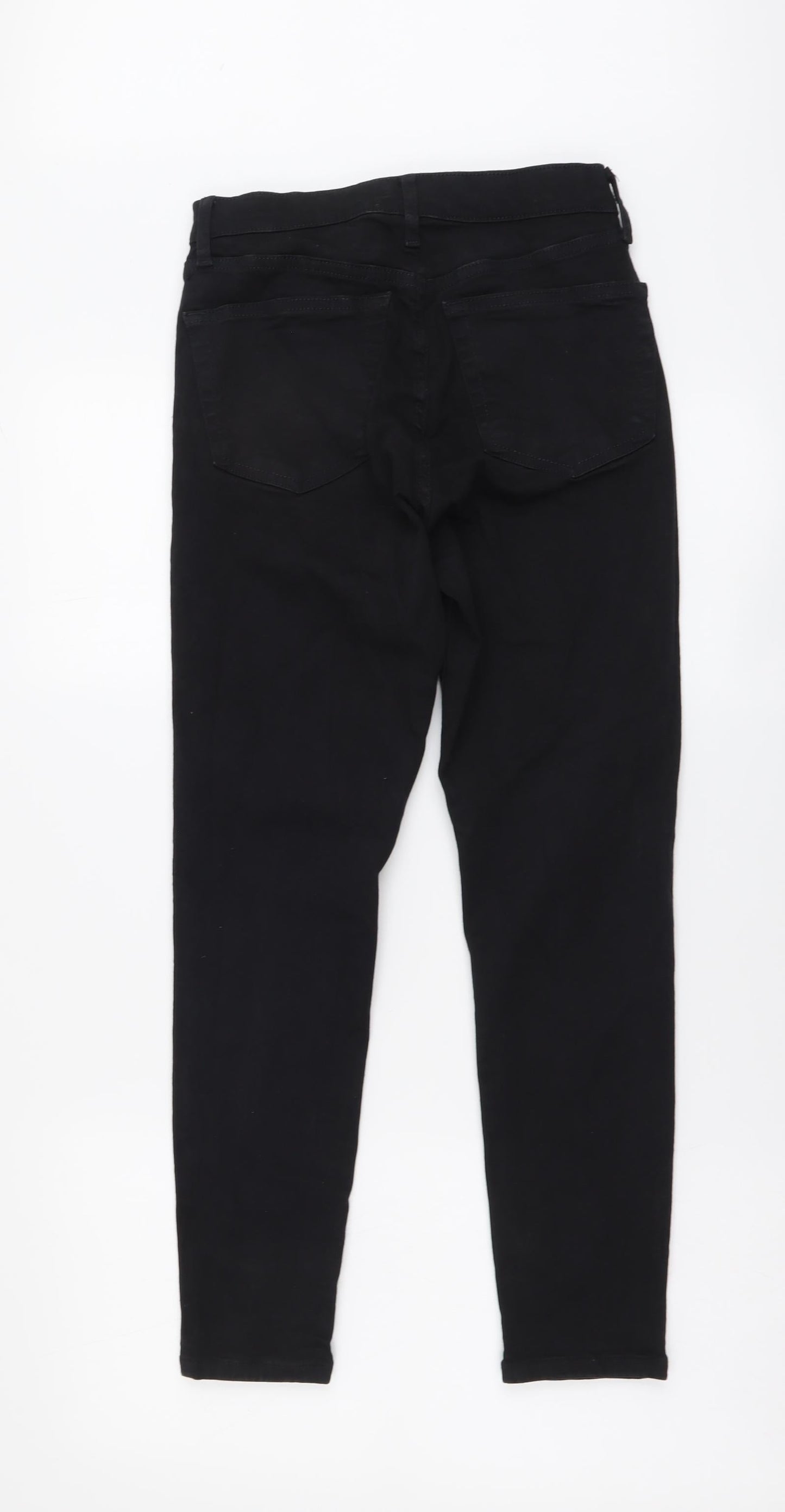 Topshop Womens Black Cotton Skinny Jeans Size 28 in L30 in Regular Button