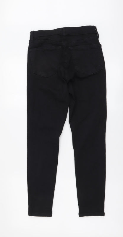 Topshop Womens Black Cotton Skinny Jeans Size 28 in L30 in Regular Button