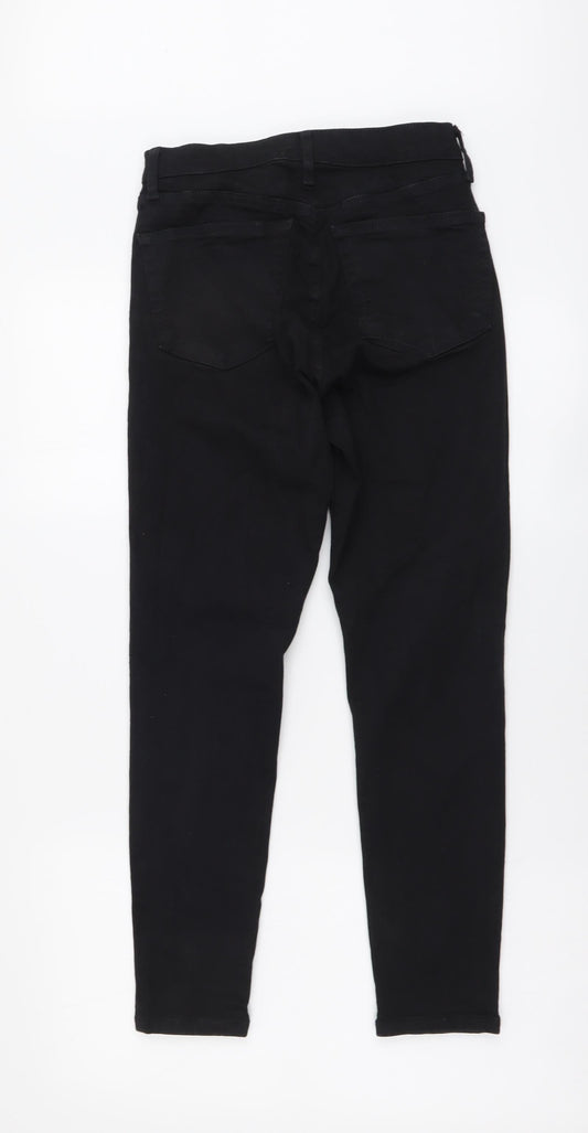 Topshop Womens Black Cotton Skinny Jeans Size 28 in L30 in Regular Button