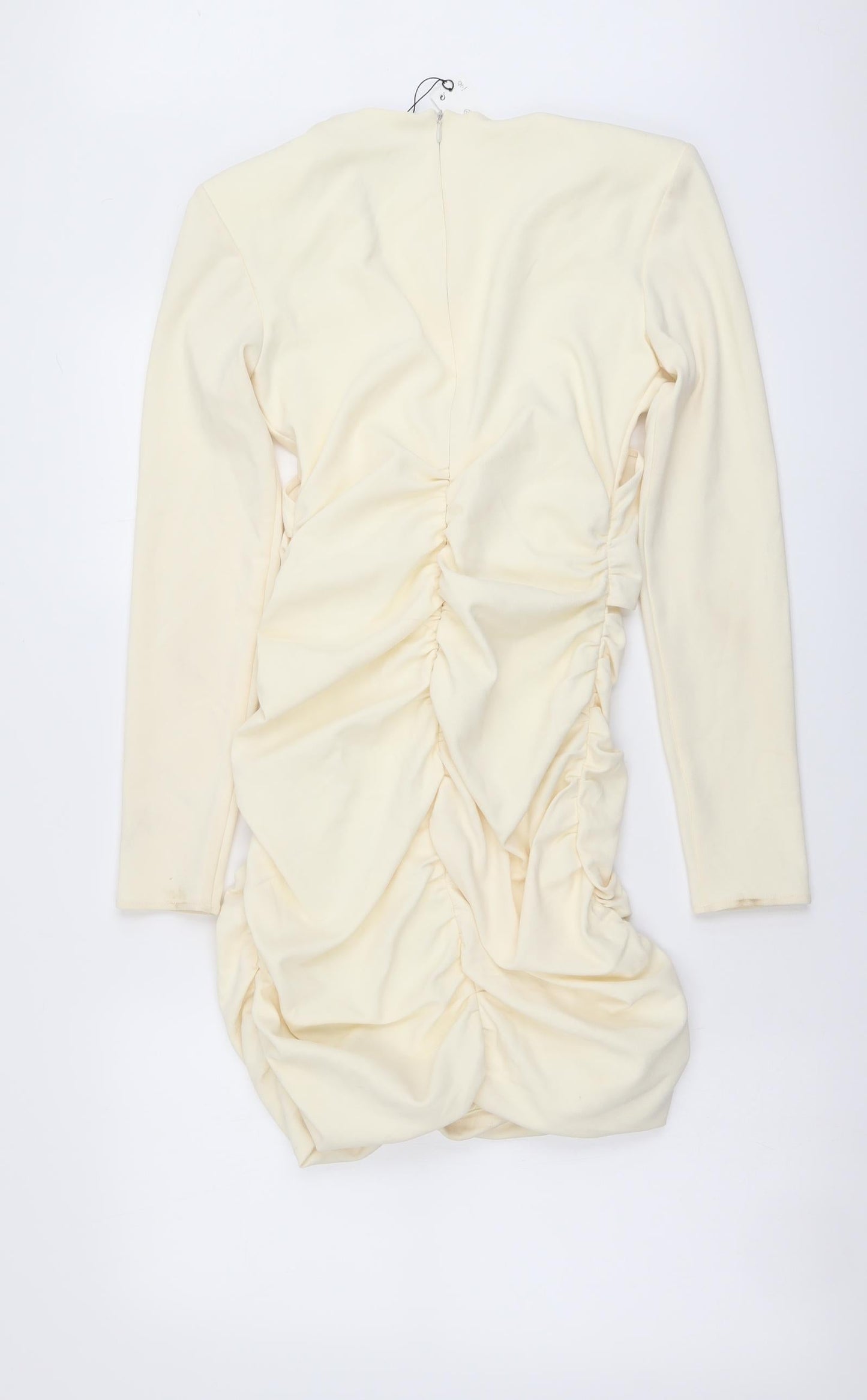 Zara Womens Ivory Polyester Mini Size M V-Neck Zip