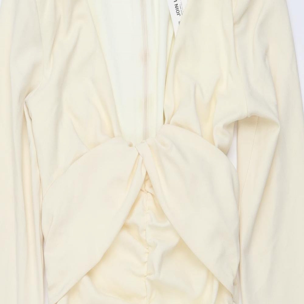 Zara Womens Ivory Polyester Mini Size M V-Neck Zip