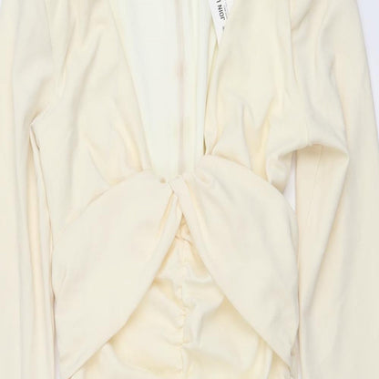 Zara Womens Ivory Polyester Mini Size M V-Neck Zip
