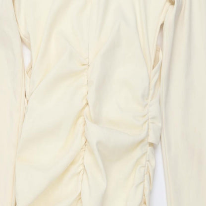 Zara Womens Ivory Polyester Mini Size M V-Neck Zip