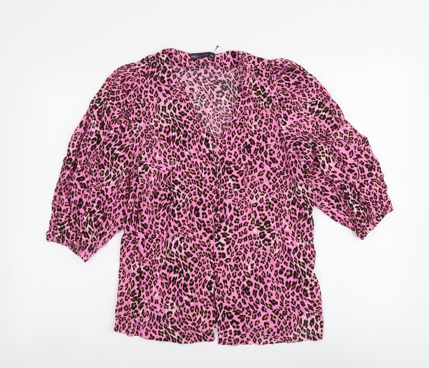 Womens UK Size 8 Marks and Spencer Pink Basic Button-Up