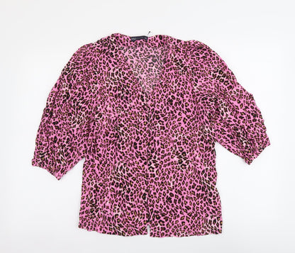 Womens UK Size 8 Marks and Spencer Pink Basic Button-Up