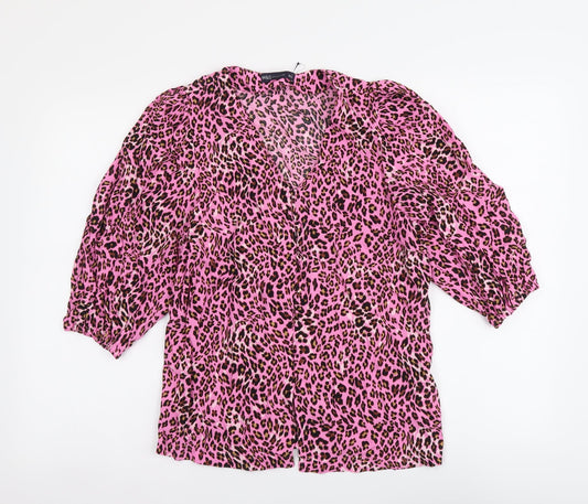 Womens UK Size 8 Marks and Spencer Pink Basic Button-Up