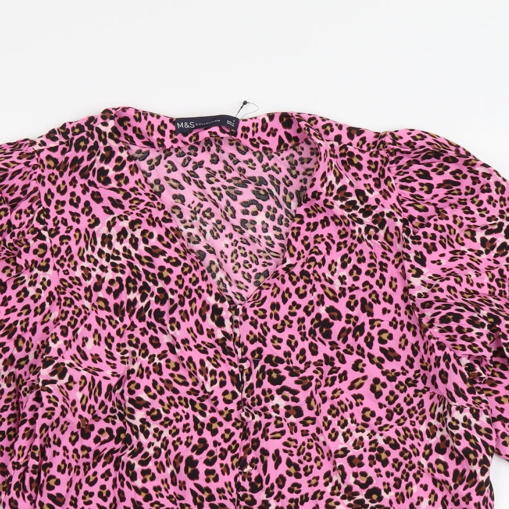 Womens UK Size 8 Marks and Spencer Pink Basic Button-Up