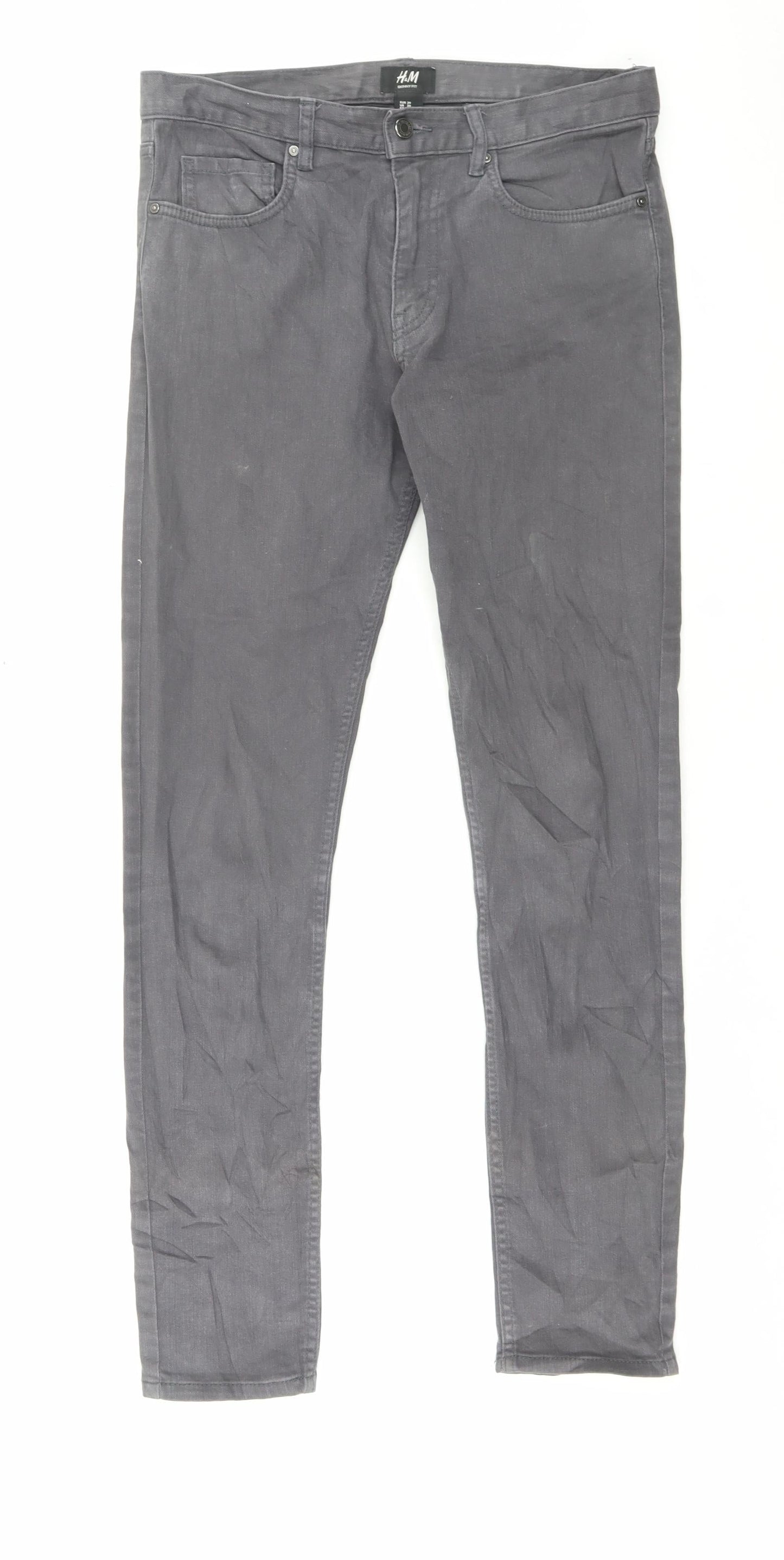 Womens UK Size 30 in H&M Regular Fit Skinny Grey Jeans