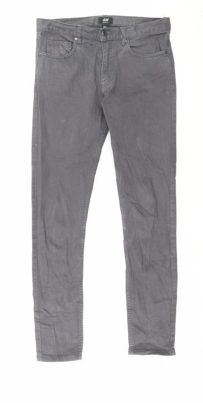 Womens UK Size 30 in H&M Regular Fit Skinny Grey Jeans