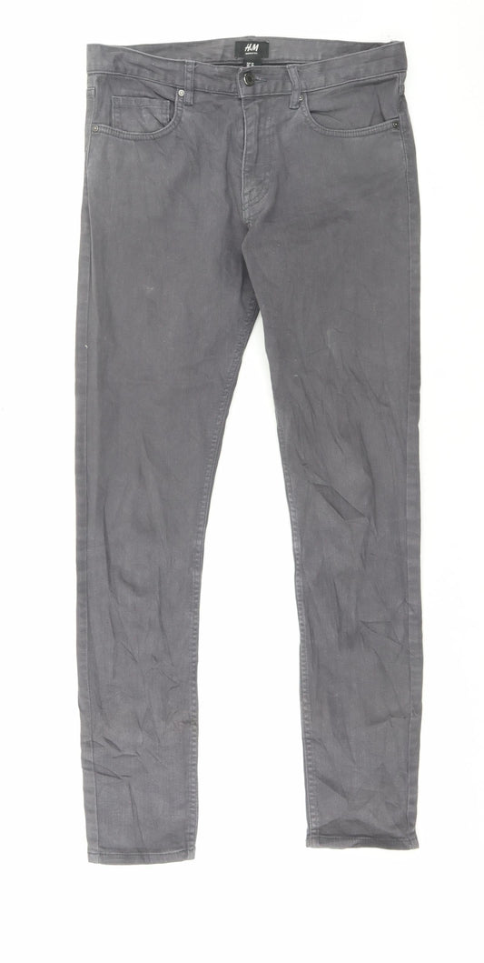 Womens UK Size 30 in H&M Regular Fit Skinny Grey Jeans