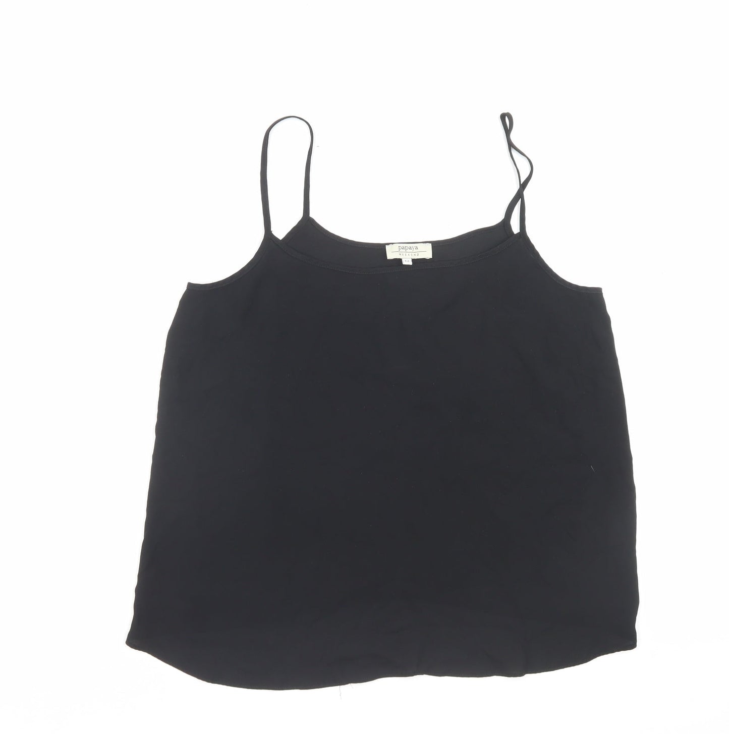 Papaya Womens Black Polyester Basic Tank Size 12 Scoop Neck
