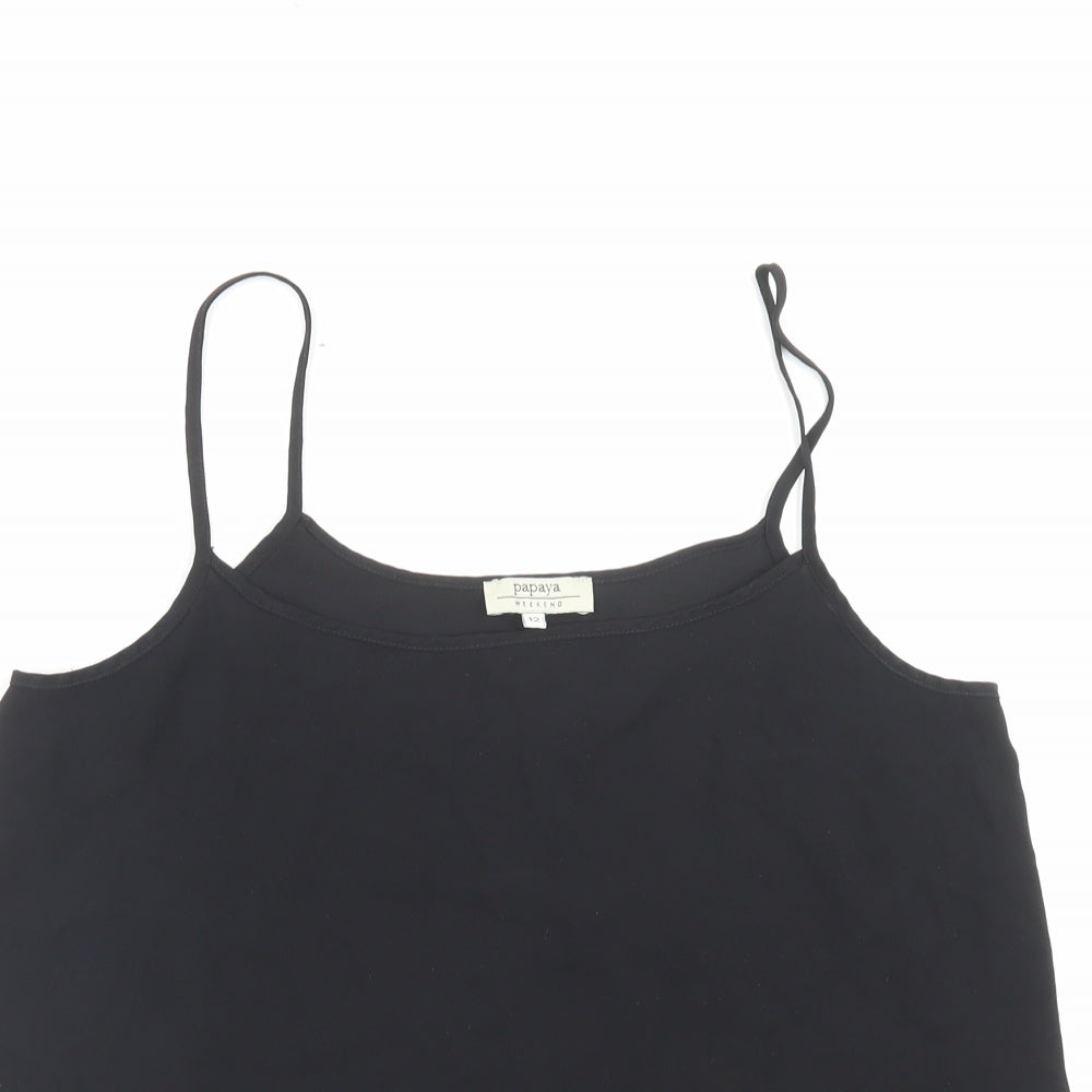 Papaya Womens Black Polyester Basic Tank Size 12 Scoop Neck