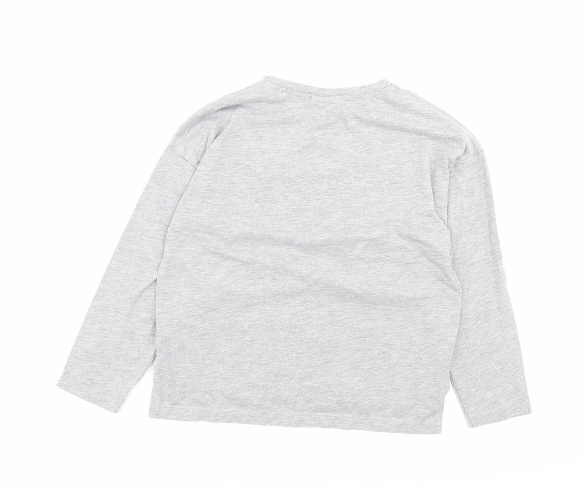 Zara Girls Grey Polyester Basic Casual Size 8 Years Crew Neck Pullover - Just Girls