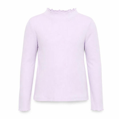Matalan Girls Purple Cotton Basic Casual Size 9 Years High Neck Pullover - Lettuce Edging