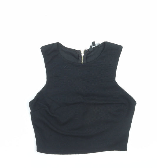 Womens UK Size 12 New Look Black Cropped Tank