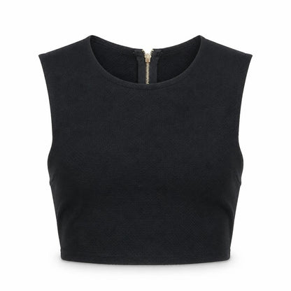Womens UK Size 12 New Look Black Cropped Tank