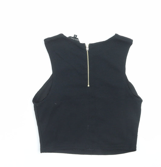 Womens UK Size 12 New Look Black Cropped Tank