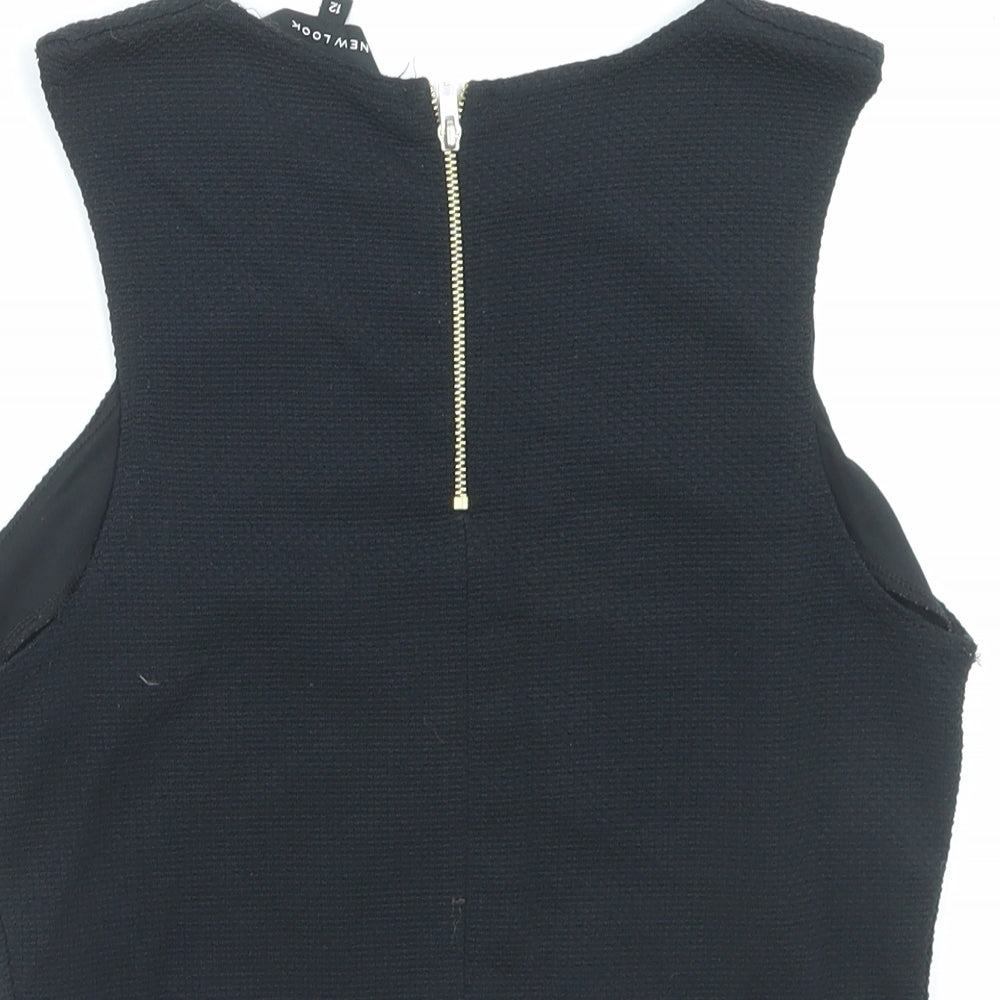 Womens UK Size 12 New Look Black Cropped Tank