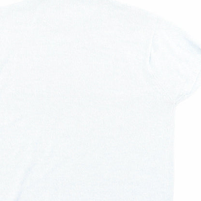 AKAL Womens Blue Acrylic Basic T-Shirt Size L Crew Neck