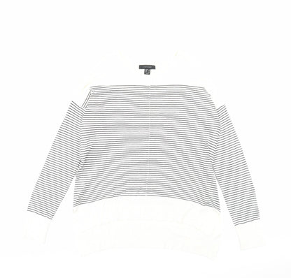 Primark Womens Ivory Crew Neck Striped Polyamide Pullover Jumper Size 12