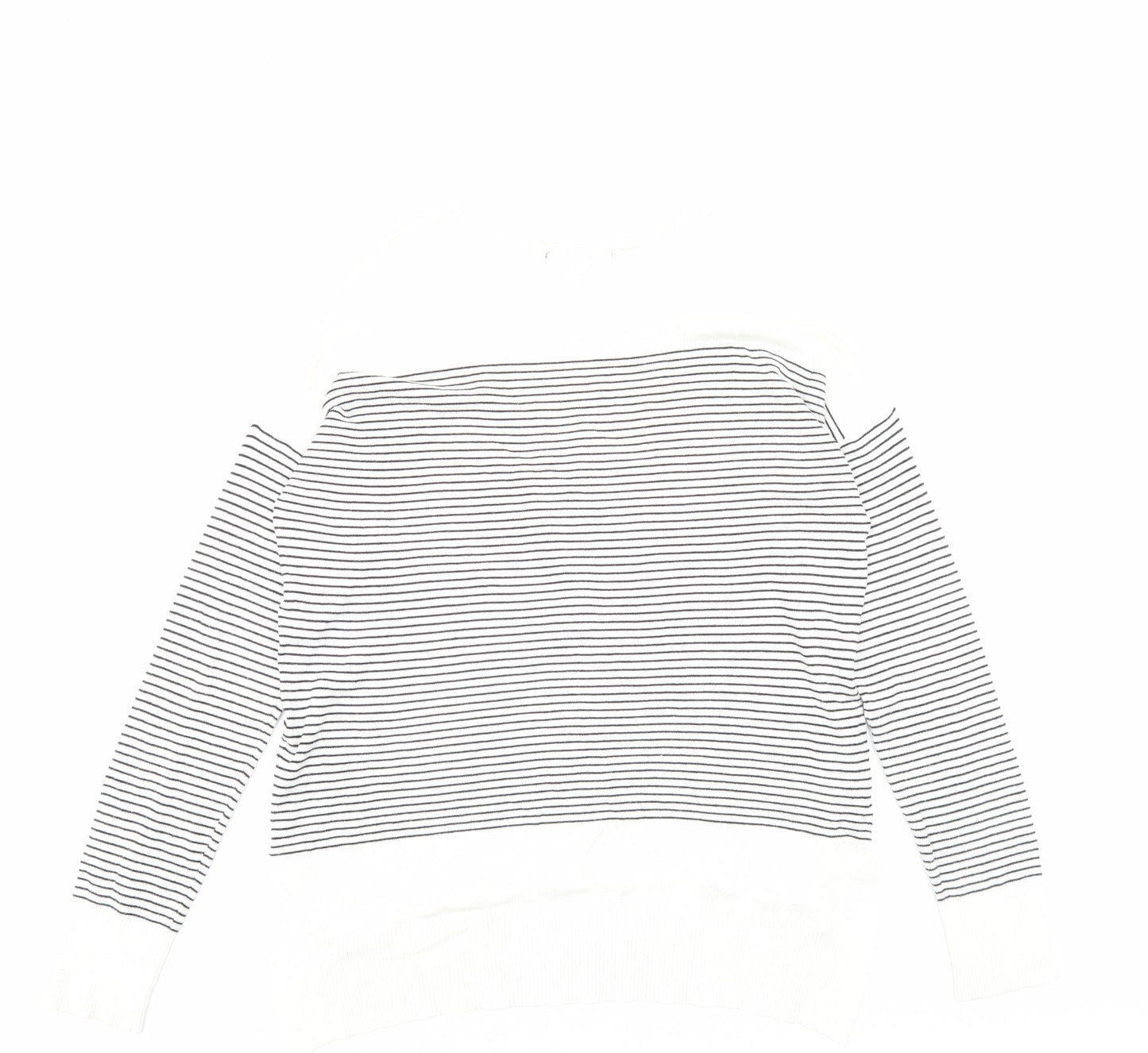 Primark Womens Ivory Crew Neck Striped Polyamide Pullover Jumper Size 12