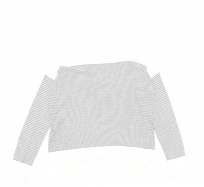 Primark Womens Ivory Crew Neck Striped Polyamide Pullover Jumper Size 12