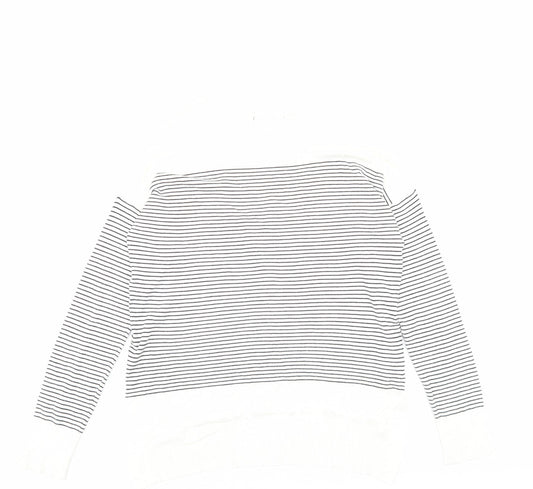 Primark Womens Ivory Crew Neck Striped Polyamide Pullover Jumper Size 12
