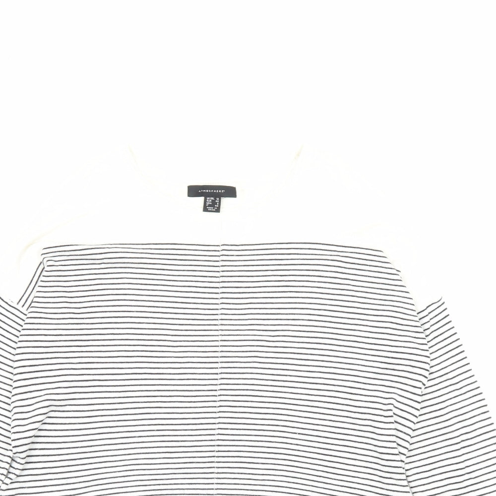 Primark Womens Ivory Crew Neck Striped Polyamide Pullover Jumper Size 12