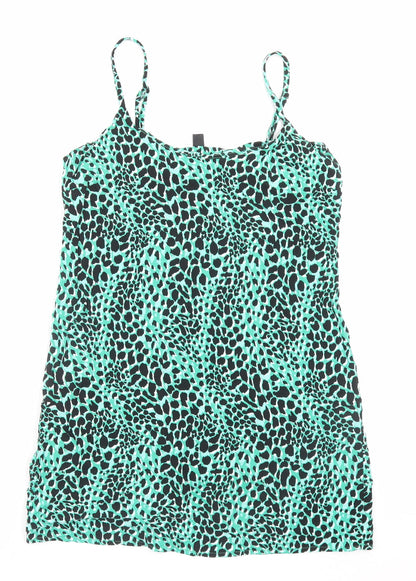 New Look Womens Green Animal Print Viscose A-Line Size 12 Scoop Neck Pullover