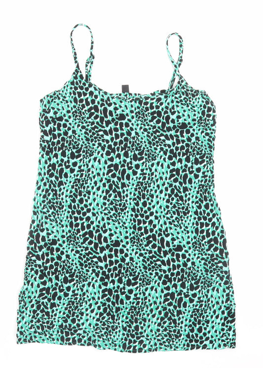 New Look Womens Green Animal Print Viscose A-Line Size 12 Scoop Neck Pullover