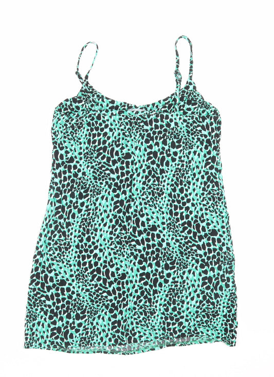 New Look Womens Green Animal Print Viscose A-Line Size 12 Scoop Neck Pullover