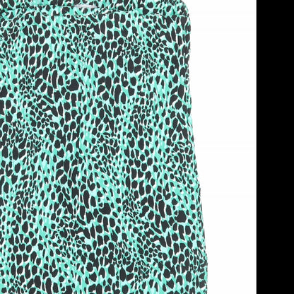 New Look Womens Green Animal Print Viscose A-Line Size 12 Scoop Neck Pullover