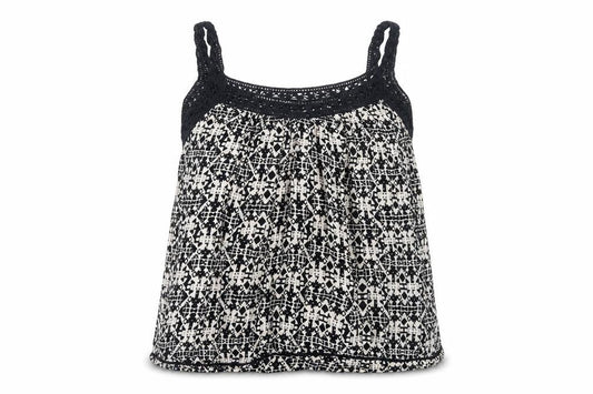 New Look Womens Black Geometric Viscose Camisole Tank Size 8 V-Neck