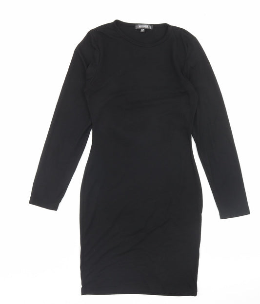 Missguided Womens Black Viscose Bodycon Size 10 Crew Neck Pullover