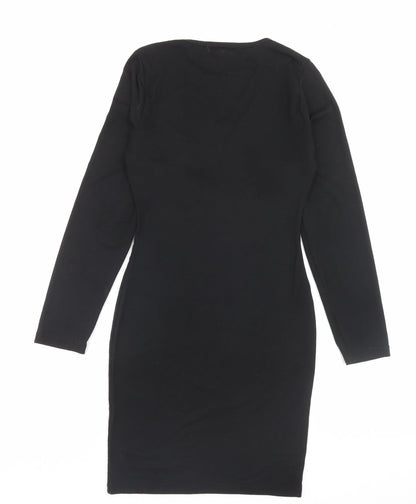 Missguided Womens Black Viscose Bodycon Size 10 Crew Neck Pullover