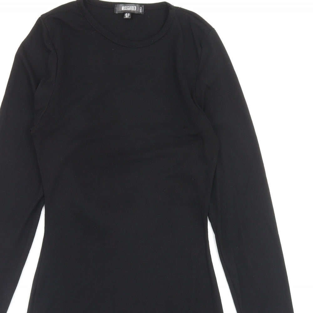 Missguided Womens Black Viscose Bodycon Size 10 Crew Neck Pullover