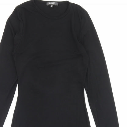 Missguided Womens Black Viscose Bodycon Size 10 Crew Neck Pullover