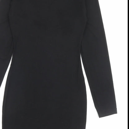 Missguided Womens Black Viscose Bodycon Size 10 Crew Neck Pullover