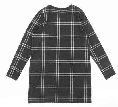 F&F Womens Grey Plaid Polyester A-Line Size 10 Crew Neck Pullover