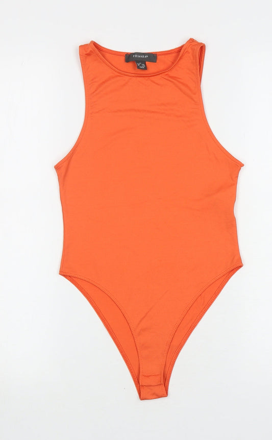 Primark Womens Orange Polyamide Bodysuit One-Piece Size XS L9 in Snap