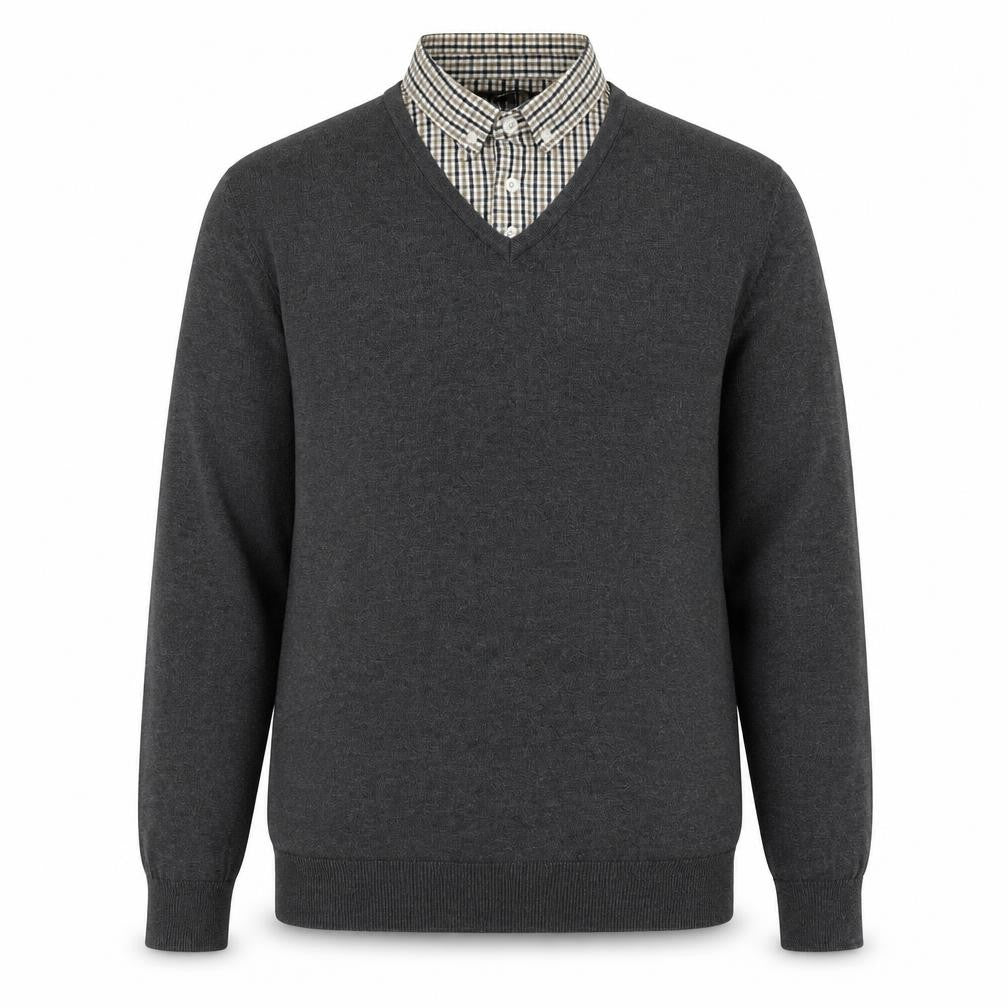 Mens UK Size L George Grey Henley Jumper