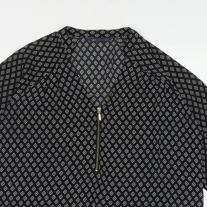 Marks and Spencer Womens Black Geometric Polyester Basic Blouse Size 10 V-Neck