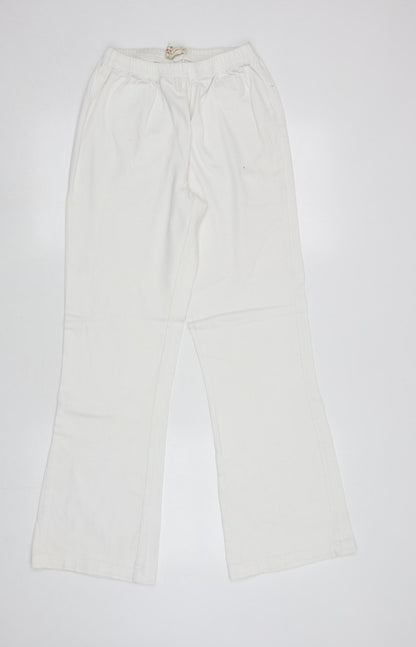 Fabric Womens White Cotton Bootcut Jeans Size 12 L29.5 in Regular